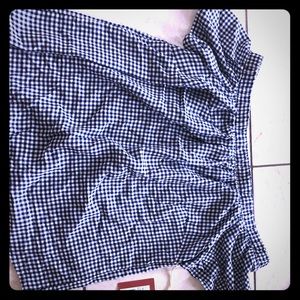 Off the shoulder navy checkered shirt
